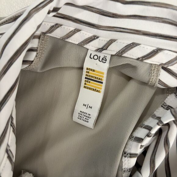 Lole Dress Women's Medium Gray Striped Mesh Sleeveless Collared Athletic - Picture 10 of 11